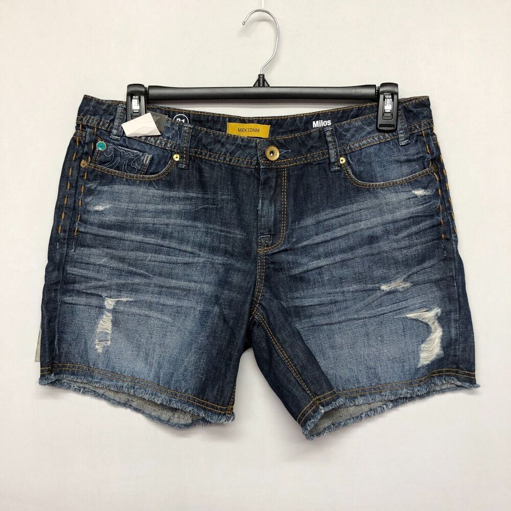 NWT MEK DNM Women Milos F.X.H Blue Denim Shorts Size 31 Dark Wash B271 -28
